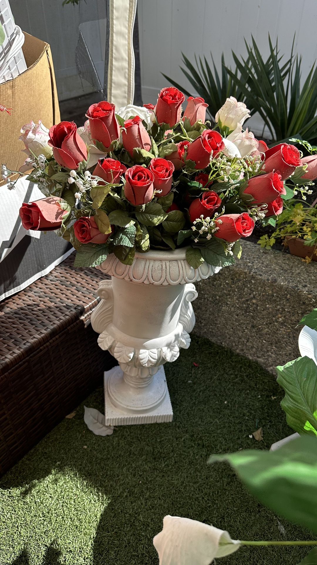 Flower Pot With Roses Artificial 