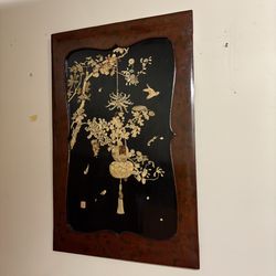 Japanese Lacquer Chrysanthemum Wall Panel - Many More Items In Stock!