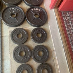 Like New 130 Lbs York Olympic 2 Inch Weights Plates 
