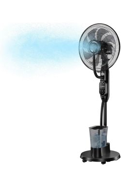 Misting Fan, Standing Fan 8 Blades with Humidifier, Oscillating Fan with 3 Misting Modes 9 Speeds 7H Timer, Quiet Fan