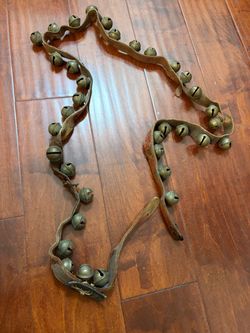Antique 35 Large Crotal Sleigh Bells 1” Horse Harness Leather Strap Repair