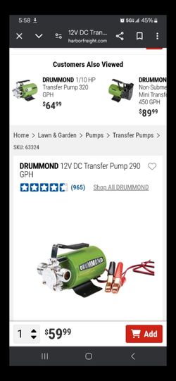 Drummond 12v Dc Transfer Pump 290 Gph