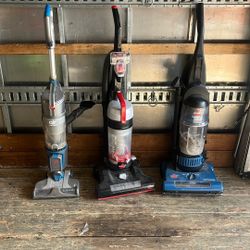 Working Upright Vacuums – Hoover Cordless + 2 Bissell PowerForce – Clean & Ready