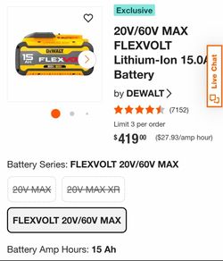 Dewalt battery 20V/60V max