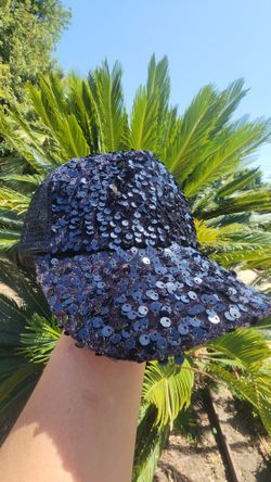 Sequin Mesh Black Cap
