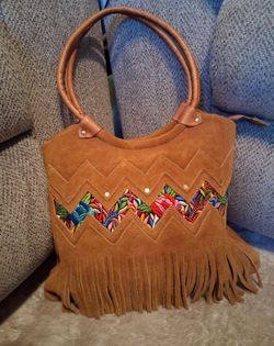 Sude leather Crafted Handbag