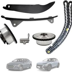 Timing Chain Kit with VVT Sprockets FIT 2014-2020 Hyundai Elantra Kona Kia Soul Forte Sportage 1.8L 2.0L 24350-2E011 24370-2E010