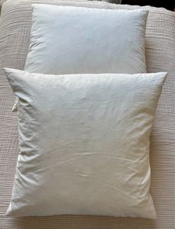 Set of two white 18x18 Feather & Down Pillows with covers