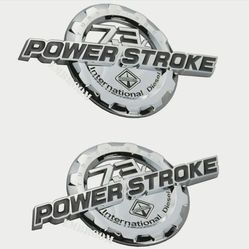 2pcs Chrome 7.3L Powerstroke Emblem POWER STROKE International Badge fits F250