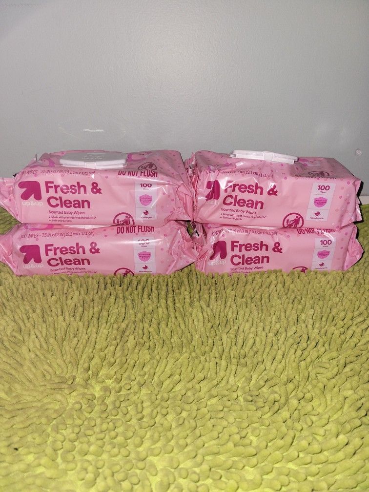 4 Bags 100 Fresh & Clean Scented Baby Wipes