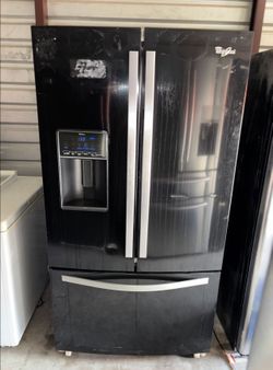 Black Whirlpool Refrigerator And Freezer