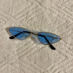 blue geometric sunglasses gold hardware