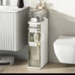 （New）Tall Narrow Storage Cabinet,Slim Bathroom Cabinet 7.09 inch(No Assembly Required)