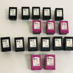 HP 63 & HP 65 Original Ink Cartridges EMPTY Lot of 16 Virgin