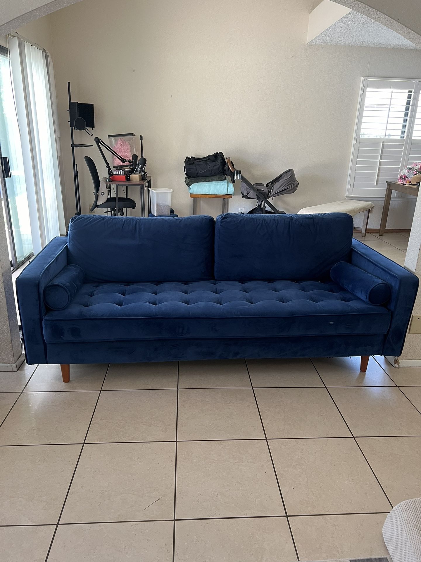 Blue Velvet Sofa