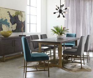 80” Mid Century Modern Dining Set | Macy’s | 6 Velvet Chairs