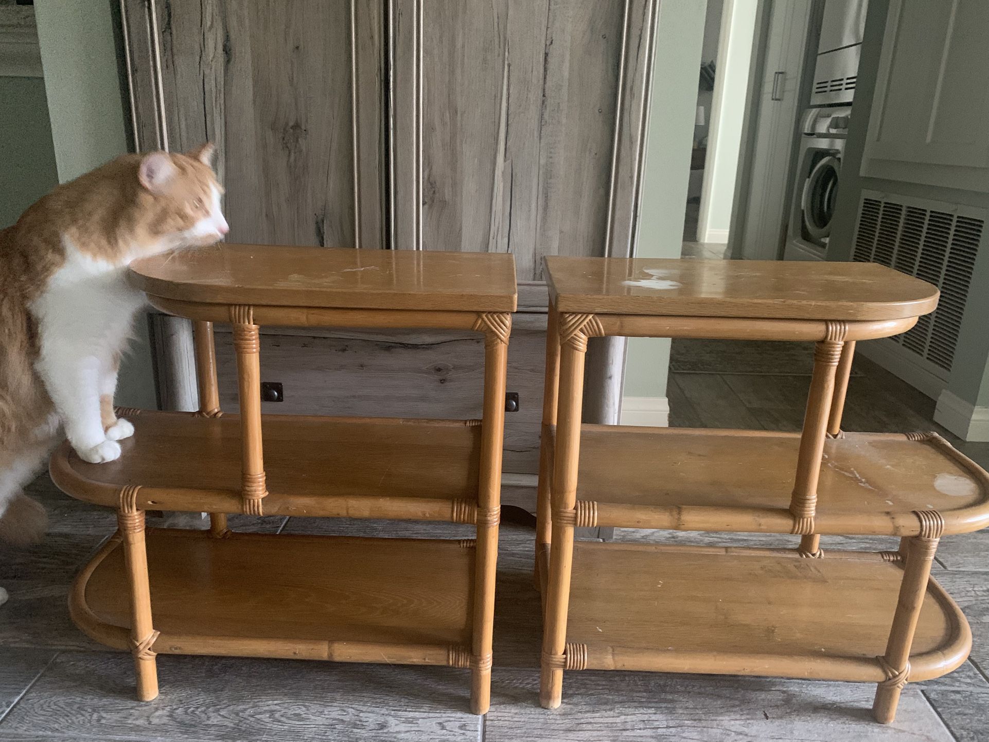Vintage Wood End Side Tables