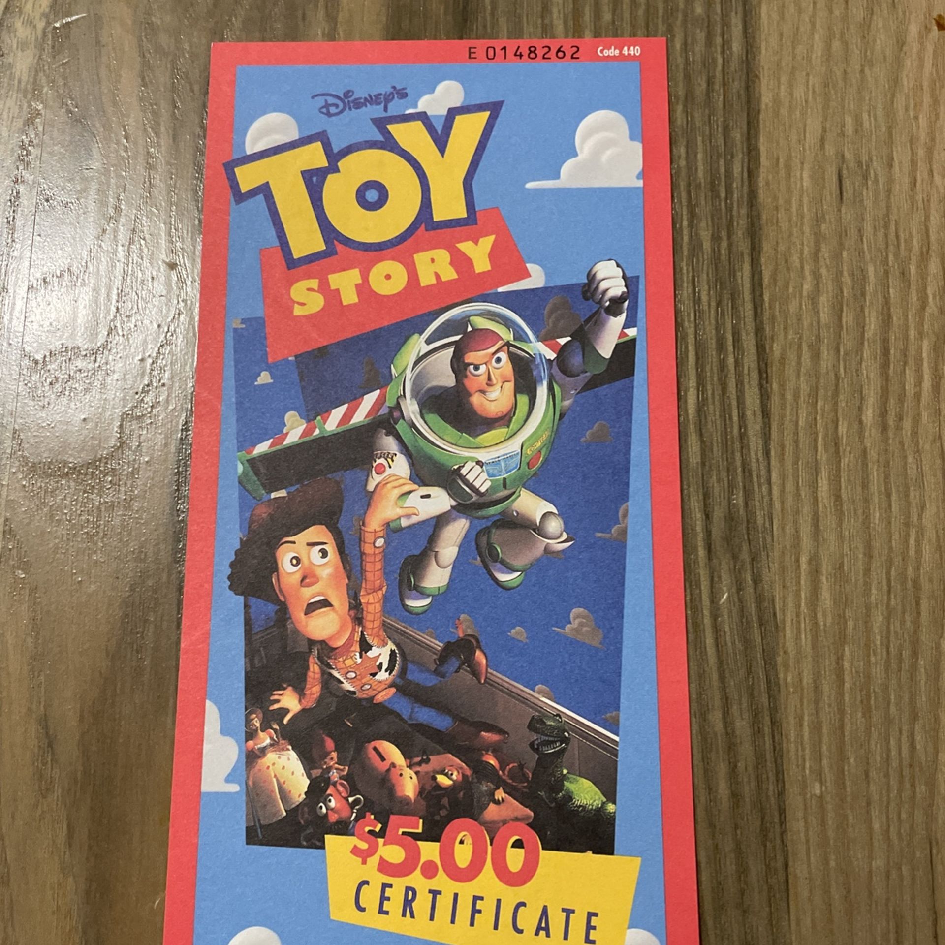 Disney’s Toy Story Expired $5.00 Certificate