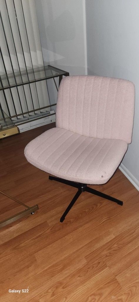 Plus Sized Home Office Chair, No Wheels Armless Swivel Chair with Cross Base and Oversized Backrest, Sit Cross-legged Desk Chair for Indoor Office, Be