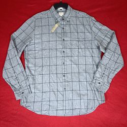 J Crew Shirt Mens XL Grey Blue Plaid Classic Long Sleeve Button Down NWT Adult