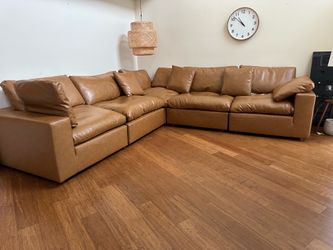 Sectional vegan leather sofa
