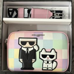 Karl Lagerfeild Paris Crossbody Cámara Bag Blush Multi NWT Pastel