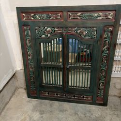 Vintage Carved Window Mirror Decorative Wall Piece