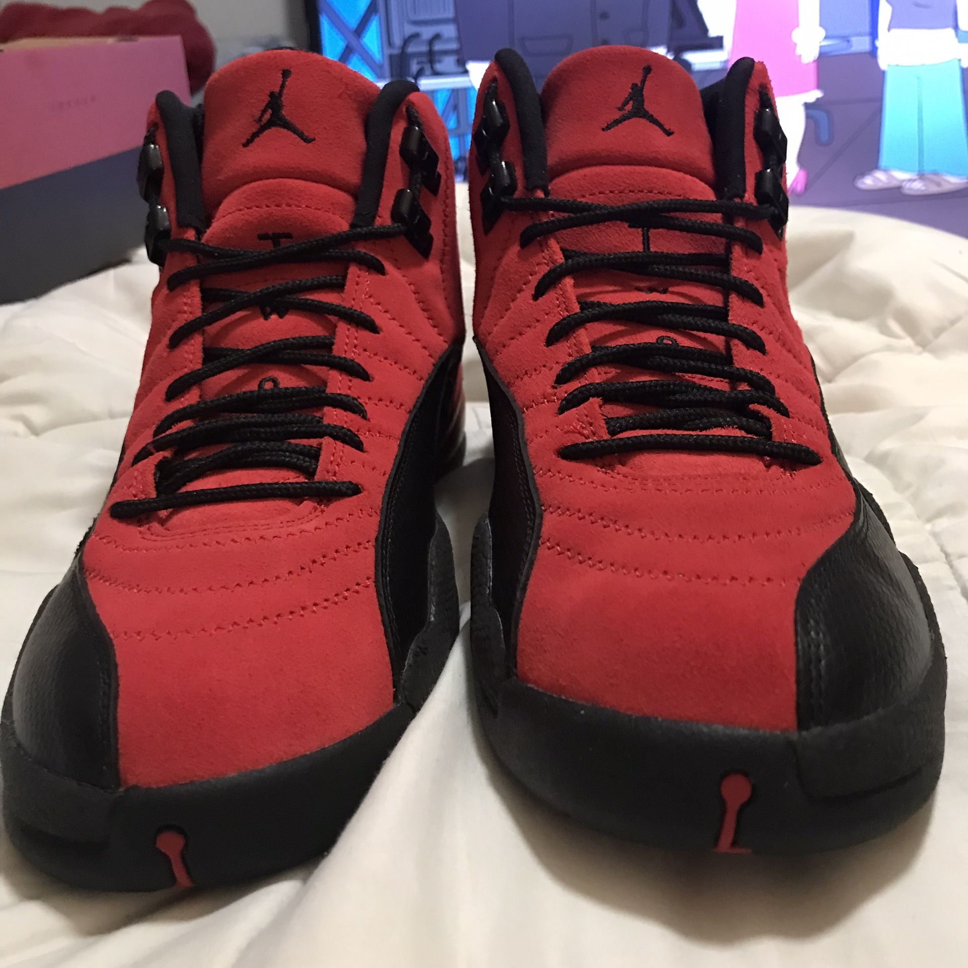 NEW AIR JORDAN 12 RETRO VARSITY RED/BLACK JORDANS