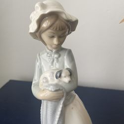 Lladro Porcelain Figurine “Girl Hugging Puppy”