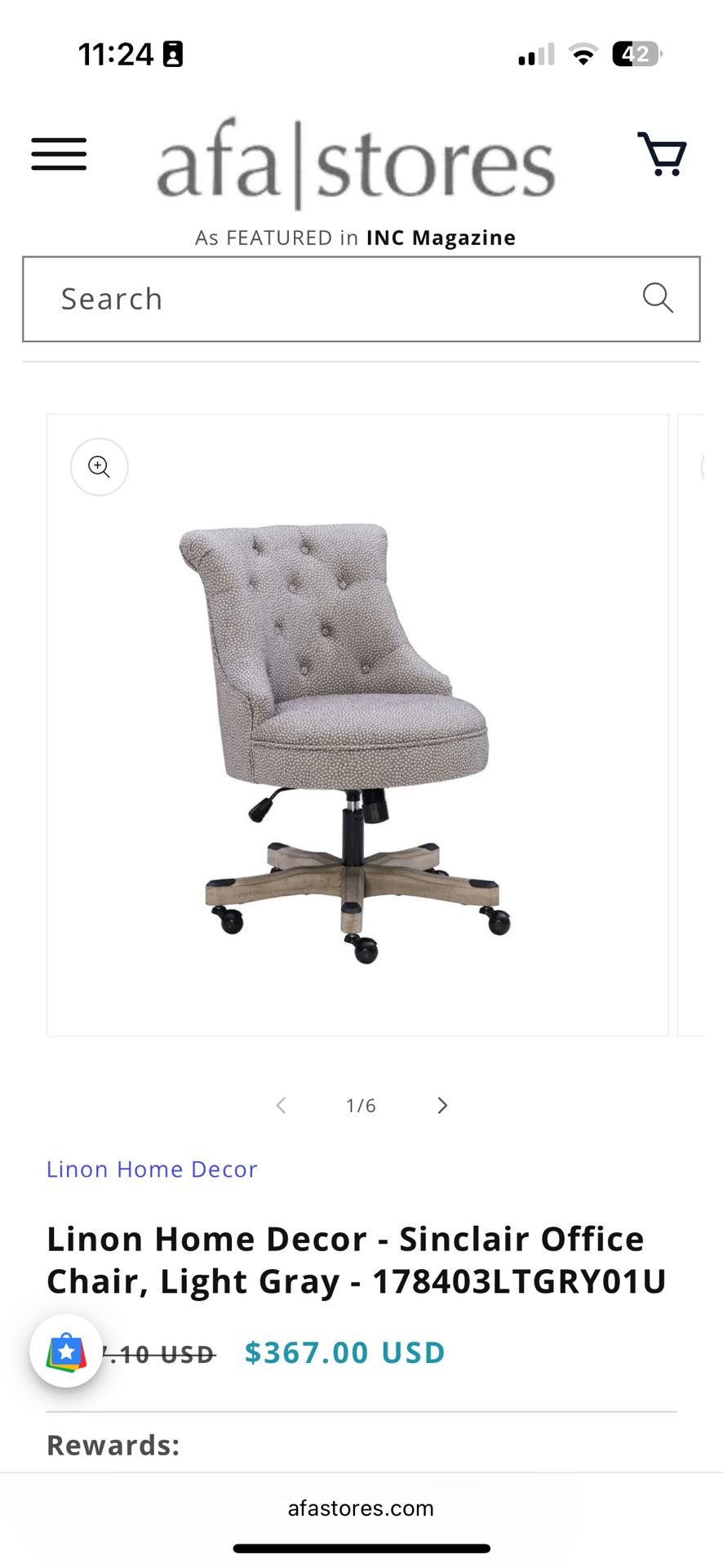 Adjustable Office Swivel Chair With Tufted Buttons