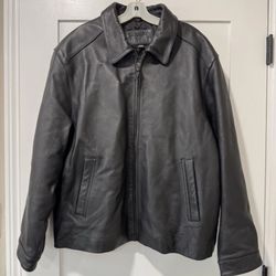 St. John’s Bay Men’s Heavy Genuine Leather Motorcycle Biker Bomber Jacket Size XL