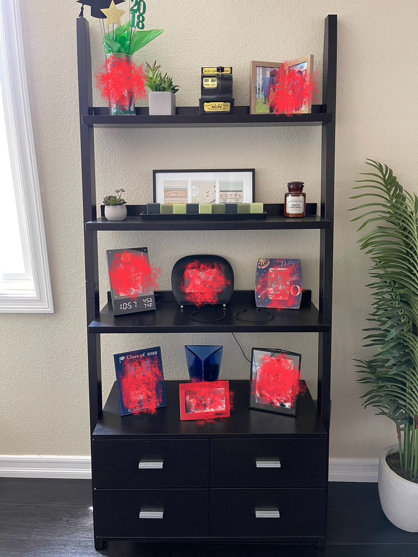 Ladder Bookcase Shelf Drawers