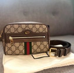 Gucci GG Supreme Monogram Ophidia Meidum Beige Canvas Fanny Pack Belt Bag