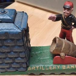 Vintage Cast Iron Mechanical Bank Artillery Bank