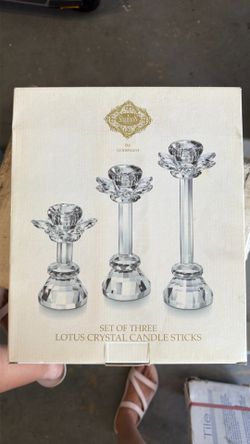 Lotus crystal candlestick set of three