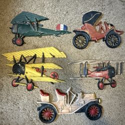 Set Of Vintage Cast Metal Car Wall Hanging  Automobile Decorative Decor