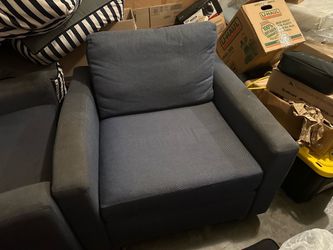 Blue Fabric Swivel Chair