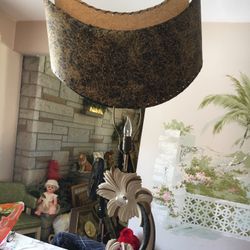 Pair Vintage Unique Design Lamps With Original Shades 