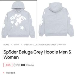 Grey Sp5der Hoodie Small 