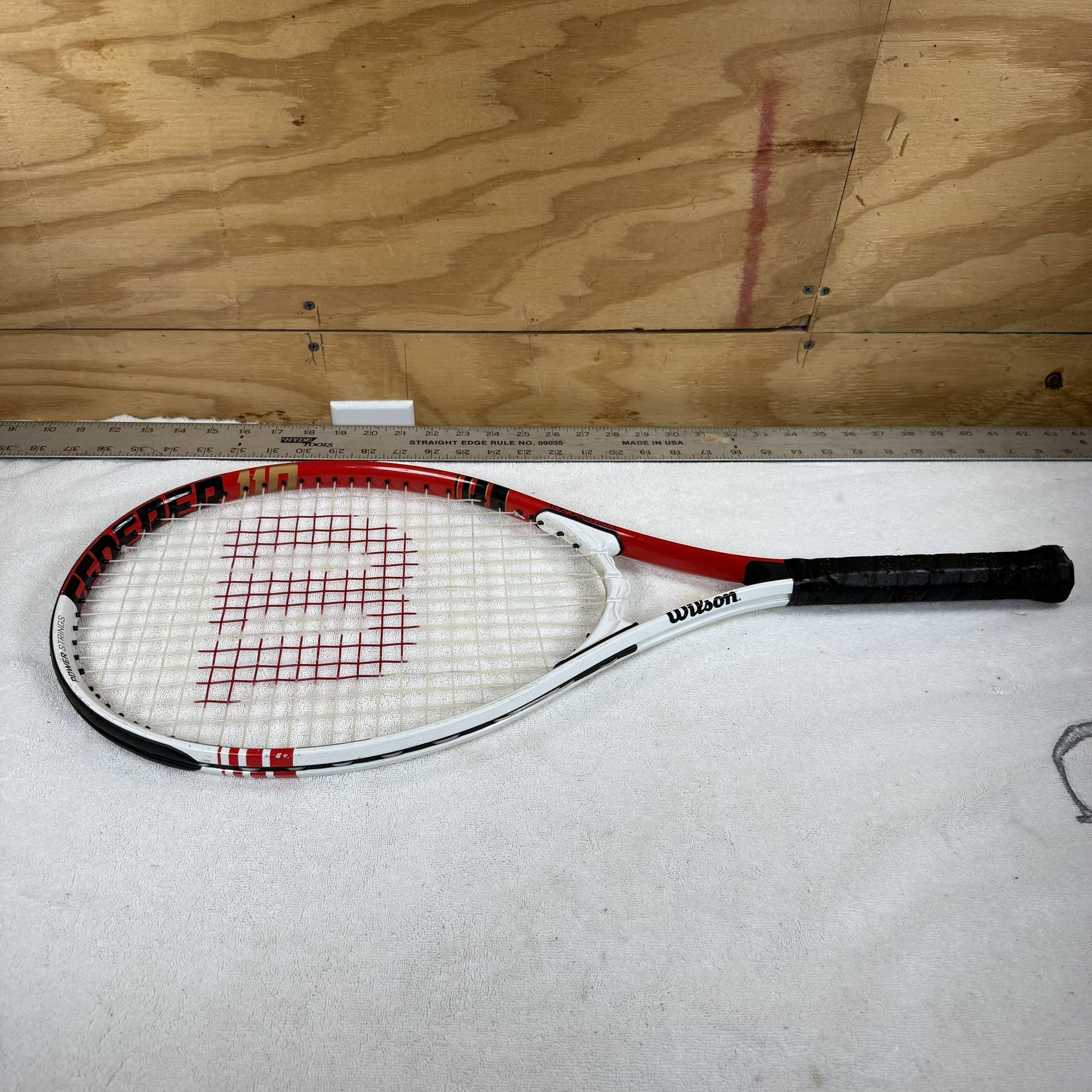 Wilson Roger Federer 110 Tennis Racquet Racket L2 4 1/4 Power Strings Stop Shock Pads 27” NICE!!! Grip in 7 out of 10 condition. Racket itself is exce