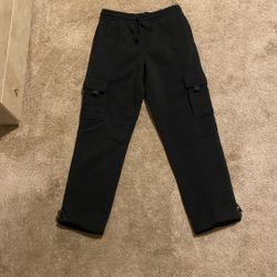 Black Straight Leg Cargo Joggers
