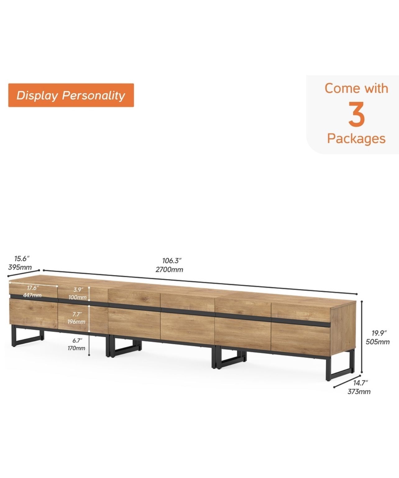 WAMPAT Modern TV Stand Entertainment Center TV Console with Storage Cabinets