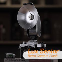 Godox Lux Senior Retro Camera Flash,3.7V/1700mAh Rechargeable Battery,GN14 6000K±200K 28mm Focal Length,Auto/Manual Flash,Collapsible Vintage Flash fo