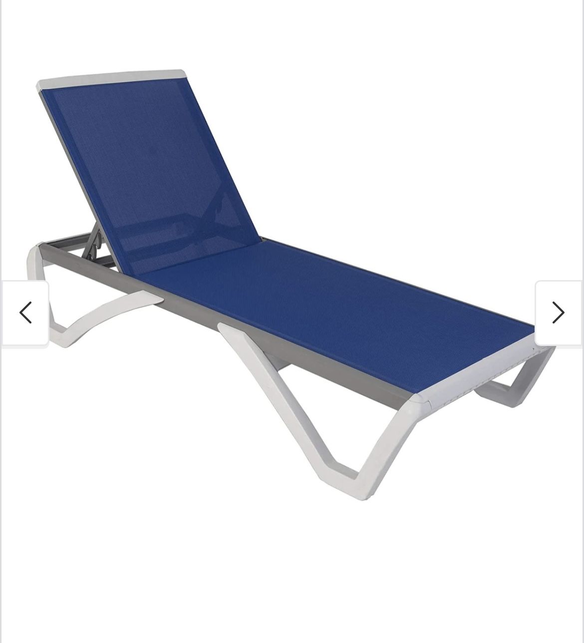 Kozyard Alan Full Flat Aluminum and Polypropylene Resin Legs Patio Reclining Adjustable Chaise Lounge - Blue