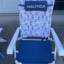 Nautica Reclining Beach Chair & Backpack w/Sailboat Print