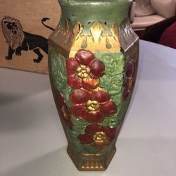 Antique Ugly Painted Glass Vase 