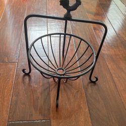 Black Metal Fruit Basket- 11”w X 14” H- Great Condition