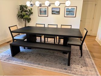 Crate and Barrel Dunewood 92” dining table and bench