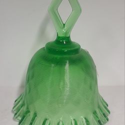 Vintage Fenton Green Diamond Optic Glass Bell