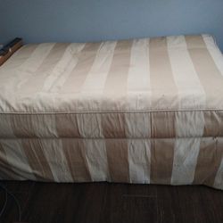 Beige And Gold End Of The Bed Ottoman On Wheels